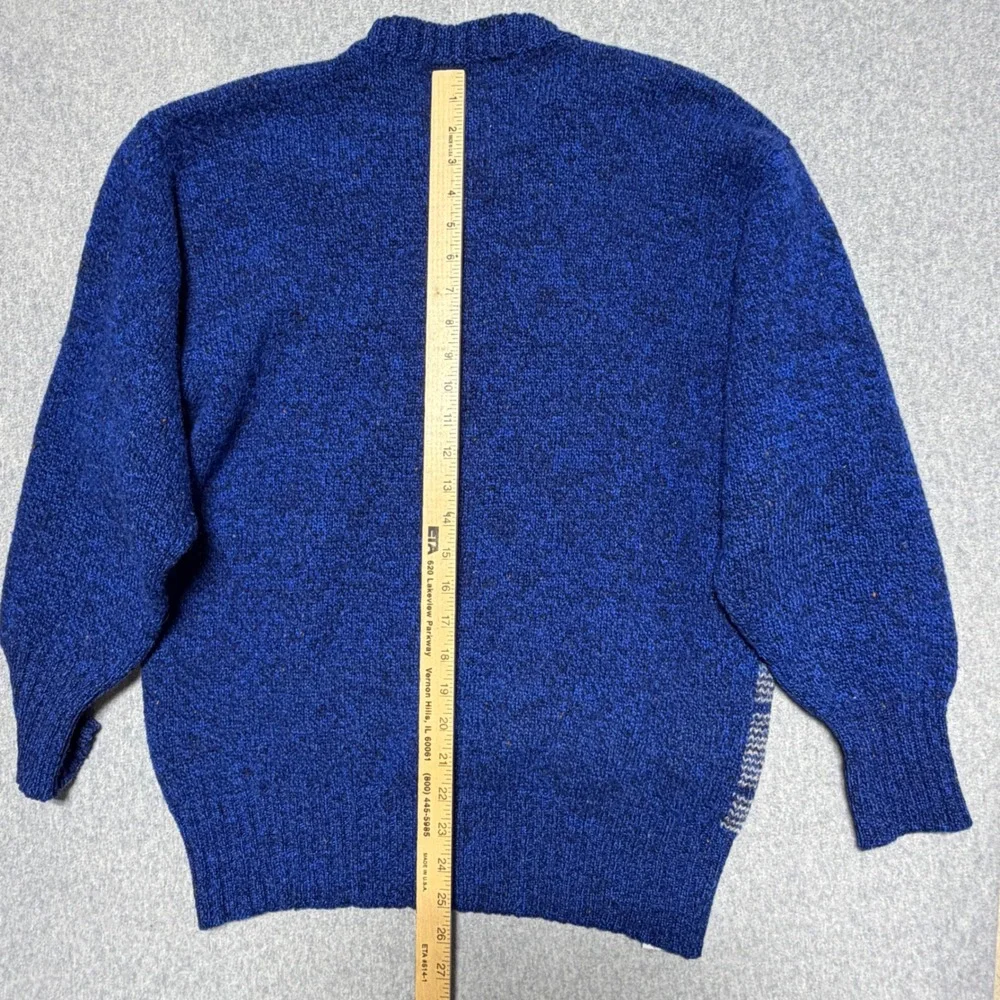 Pringle of Scotland Mens Vintage Blue Plaid 100% Shetland Wool Sweater Medium